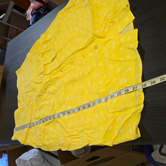 Elodie Yellow White Tiny White Floral Pattern Button Front Skirt Size Small - Picture 15 of 15